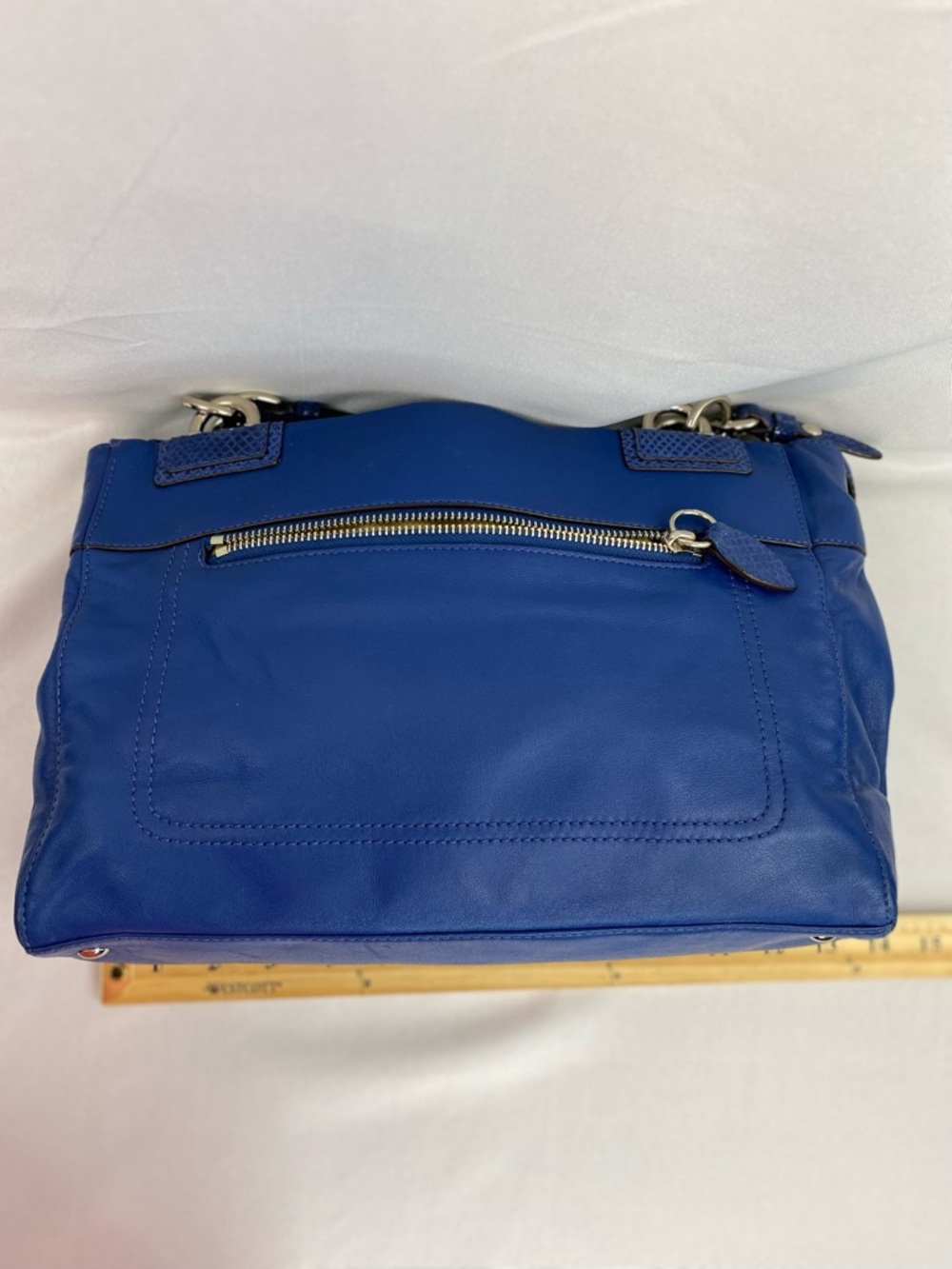 Vintage Coach Soft Leather Cobalt Blue Double Handle Penelope Handbag Bag Purse - Picture 8 of 16